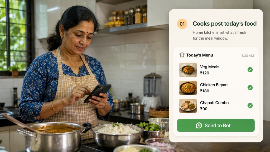 Home cook posting today’s menu to the AptCook bot